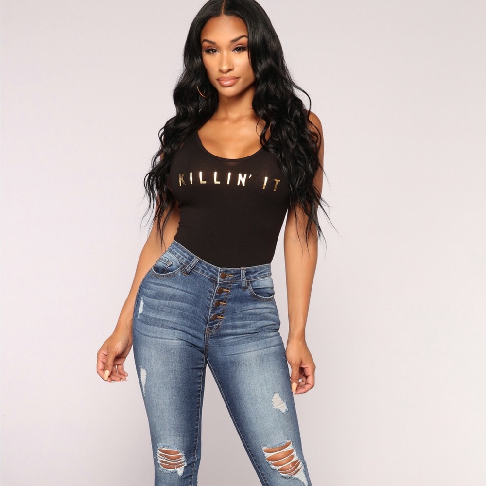 FASHION NOVA Killin’ It Black Bodysuit